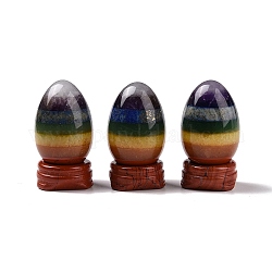 Decorazioni per display a forma di uovo con gemme naturali di chakra, con piedistallo in diaspro rosso naturale, 30x53mm