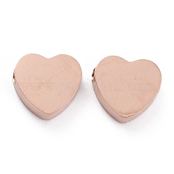 Ion Plating(IP) 304 Stainless Steel Beads, Heart, Rose Gold, 8.5x9.2x3mm, Hole: 1.8mm