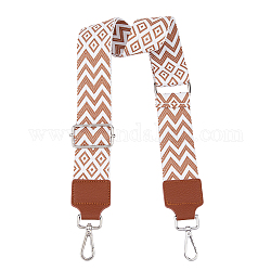 Cinghie regolabili per borsa a tracolla larga in nylon con motivo a onde in stile etnico, con chiusura girevole in lega, Perù, 65.4~131.2x5cm