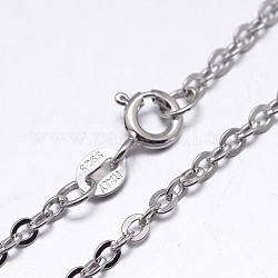 Collares de cadenas tipo cable de plata esterlina chapada en rodio, con cierres de anillo de resorte, Platino, 22 pulgada, 1.3mm