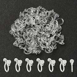 Plastic Clip-on Earring Findings, For Non-pierced Ears, Clear, 10.5x7mm, Hole: 0.6mm