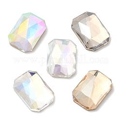 K5 Glass Rhinestone Cabochons, Flat Back & Back Plated, Faceted, Rectangle, Mixed Color, 14x10x4.5mm