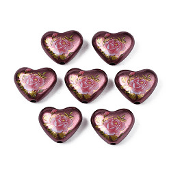 Perles acryliques opaques peintes à la bombe, cœur, brun coco, 16x19x8mm, Trou: 2mm