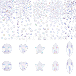 Cabujones de perlas de imitación de acrílico opaco y plástico abs pandahall elite, color de ab chapado, forma mixta, blanco cremoso, 400 unidades / caja