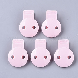 Abs Kunststoff Baby Schnuller Halter Clip, mit Edelstahlklammern, Flachrund, rosa, 48.5x35x20 mm, Bohrung: 3x13.5 mm