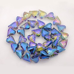 Heart Electroplate Full Rainbow Plated Glass Beads Strands, Faceted, Royal Blue, 17x14x8mm, Hole: 1mm, about 40pcs/strand, 23.6 inch