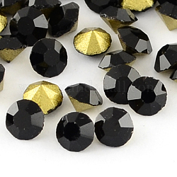 Strass di vetro pointed back, palccato nero, diamante, jet, 8~8.3mm, su 144 pc / lordo