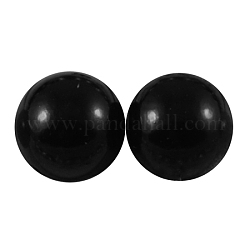 Абс пластмассовые имитационные жемчужные кабошоны, полукруглый, чёрные, 11x5.5 мм