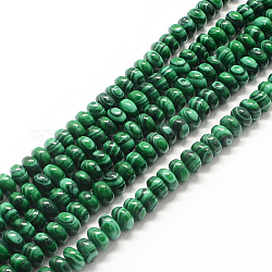 Brins de perles de malachite synthétiques teints en rondelles, 6~7x4~5mm, Trou: 1mm, Environ 93 pcs/chapelet, 15.7 pouce