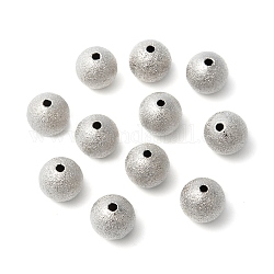 Brass Textured Beads, Nickel Free, Round, Platinum Color, Size: about 10mm in diameter, hole: 1.8mm