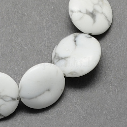 Perles de pierre gemme ronde et plate howlite naturelle de pierre brins, blanc, 16x5mm, Trou: 1mm, Environ 25 pcs/chapelet, 16.5 pouce