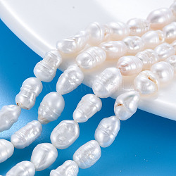 Chapelets de perles en Keshi naturel, perle de culture d'eau douce, riz, couleur de coquillage, 9~11x5~8x4~7mm, Trou: 0.6mm, Environ 37~41 pcs/chapelet, 15.35 pouce (39 cm)