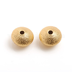 Perline testurizzate in ottone stile opaco, placcato di lunga durata, rondelle, vero placcato oro 14k, 6.5~7x4.5mm, Foro: 1.2 mm