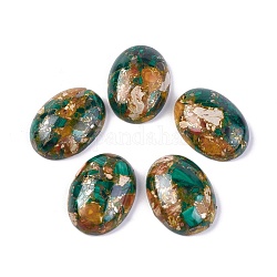 Montierte synthetische Malachit- und imperiale Jaspis-Cabochons, gefärbt, Oval, 25~25.5x18~18.5x7.2 mm