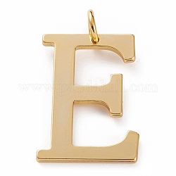Золотые латунные подвески, долговечный, буквы, letter.e, 27x15~18x1.5 мм, отверстие : 3.5 мм