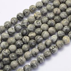 Fili di pietra naturale mappa / picasso pietra / picasso di perline jasper, tondo, 4mm, Foro: 1 mm, circa 90pcs/filo, 15.7 pollice (40 cm)