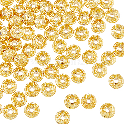 Abalorios de aleación hobbiesay, bicono, real 18k chapado en oro, 6.5x3.5mm, agujero: 1.5 mm, 100 unidades / caja