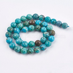 Dyed & Heated Natural Magnesite Beads Strands, Faceted, Round, 8mm, Hole: 1mm, about 51pcs/strand, 15.9 inch(40.5cm)