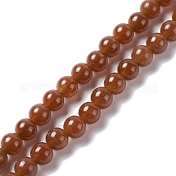 Fili di perline giada naturale, tinto, tondo, sella marrone, 6.5mm, Foro: 1 mm, circa 62pcs/filo, 15.16'' (38.5 cm)