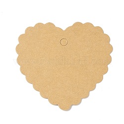 100 etichetta regalo in carta kraft bianca, forma d'amore ondulata, Burlywood, 6.1x6.55x0.05cm, Foro: 5 mm