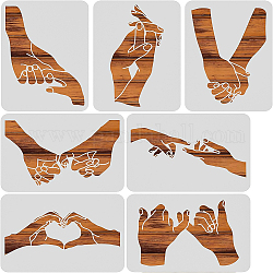 BENECREAT 7 Styles Gesture Pattern Plastic Drawing Painting Stencils, 30x21cm Reusable Couple Gesture Themed Painting Art Templates for Scrapbook DIY Craft