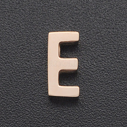 201 Edelstahl Anhänger / charms, für einfache Halskettenherstellung, Laserschnitt, Buchstabe, Roségold, letter.e, 8x4x3 mm, Bohrung: 1.8 mm