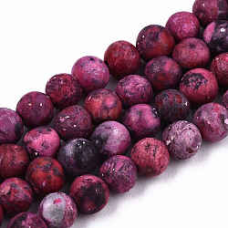 Natürliche amerikanische türkisfarbene Perlenstränge, gefärbt und erhitzt, matt, Runde, Kamelie, 4 mm, Bohrung: 0.8 mm, ca. 86~87 Stk. / Strang, 14.96 Zoll (38 cm)