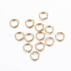 304 anelli di salto in acciaio inox, anelli di salto aperti, vero placcato oro 24k, 21 gauge, 4.5x0.7mm, diametro interno: 3.1mm