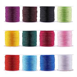 Polyester Thread, for DIY Weave Jewelry Making, Mixed Color, 0.8mm, about 20m/roll, 12roll/set