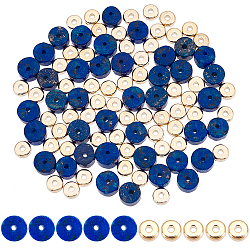 Nbeads 1 brin brins de perles de lapis-lazuli naturel, teinte, perles heishi, Plat rond/disque et 100 perles d'espacement en plastique ccb, plat rond, 6x3mm, Trou: 1mm, Environ 119~131 pcs/chapelet, 14.76~15.74 pouce (37.5~40 cm)