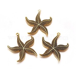Colgantes de la aleación, Sin cadmio y níque y plomo, Estrella de mar / estrellas de mar, oro antiguo, 49x43.5x4.5mm, agujero: 2.5 mm