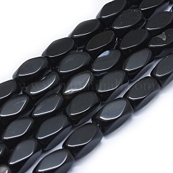 Natürliche schwarze Achat Perlen Stränge, gefärbt und erhitzt, Twist, Schwarz, 14~16x7~8x7~8 mm, Bohrung: 1.4 mm, ca. 21~22 Stk. / Strang, 12.9 Zoll ~ 13.3 Zoll (33~34 cm)