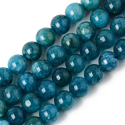 Chapelets de perles de quartz naturel, teints et chauffée, imitation apatite, ronde, sarcelle, 10~10.5mm, Trou: 1.2mm, Environ 38 pcs/chapelet, 14.96 pouce (38 cm)