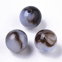 Perles en acrylique transparentes craquelées, ronde, bleu royal, 18x17mm, Trou: 3mm, environ 154 pcs/500 g