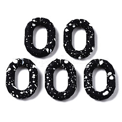 Spray Painted CCB Plastic Linking Rings, Quick Link Connectors, for Jewelry Chain Making, Oval, Black, 25.5x18x5.5mm, Inner Diameter: 8x15mm