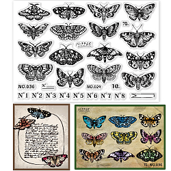 GLOBLELAND Moth Butterfly Clear Stamps for DIY Scrapbooking Number Silicone Clear Stamp Seals for Cards Making Photo Journal Album Decoration, 21x14.8cm/8.3x5.8inch