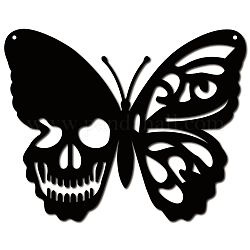 CREATCABIN Skull Butterfly Metal Wall Art Decor Wall Hanging Plaques Ornaments Iron Wall Art Sculpture Sign for Indoor Outdoor Home Livingroom Kitchen Garden Office Decoration Gift Black 6.3 x 7.9inch