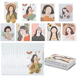 45 pièces 9 styles de cartes d'affichage de bijoux en papier, pour boucle d'oreille, rectangle avec motif femme, couleur mixte, Carte: 8x6cm, 5 pièces / style