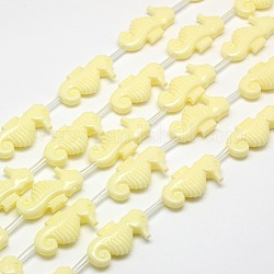 Synthetic Gemstone Coral Beads Strands, Dyed, Sea Horse, Lemon Chiffon, 25x12x5mm, Hole: 1mm, about 14pcs/strand, 18.11inch