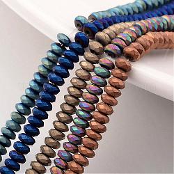 Chapelets de perles en hématite synthétique sans magnétique, mat, rondelle, couleur mixte, 4x3mm, Trou: 1mm, Environ 130 pcs/chapelet, 15.7 pouce