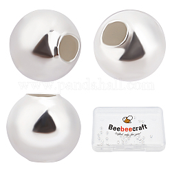 Beebeecraft 50 Stück rund 925 Perlen aus Sterlingsilber, Zwischenperlen, Silber, 3 mm, Bohrung: 0.9~1.1 mm