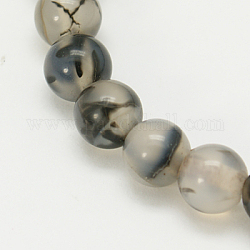 Chapelets de perles en agate grise naturelle, ronde, grises , 12mm, Trou: 1mm