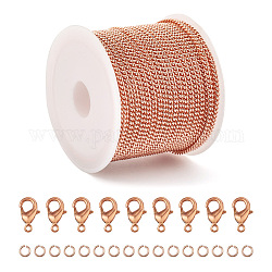 Kit de fabricación de collar de pulsera de cadena de diy, incluyendo cadenas de eslabones de latón y anillos de salto y cierres de pinza de langosta, oro rosa, cadena: 5m/bolsa