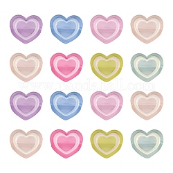 Perline trasparenti in acrilico smerigliato, con smalto, cuore, colore misto, 20x22x7.5mm, Foro: 3 mm, 30pcs/scatola