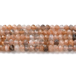 Natürliche Multi-Mondstein-Perlenstränge, facettiert, Rondell, 3x2 mm, Bohrung: 0.7 mm, ca. 168 Stk. / Strang, 15.35~15.43 Zoll (39~39.2 cm)