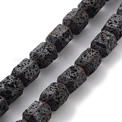Fili di perle di roccia lavica naturale, smerigliato, esagono, 7~9x6.5x6mm, Foro: 1 mm, circa 48pcs/filo, 15.55'' (39.5 cm)