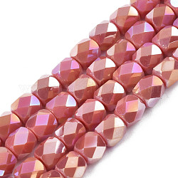 Chapelets de perles en verre électroplaqué, de couleur plaquée ab , facette, colonne, rouge indien, 5.5x5mm, Trou: 1.2mm, Environ 99 pcs/chapelet, 21.85 pouce (55.5 cm)