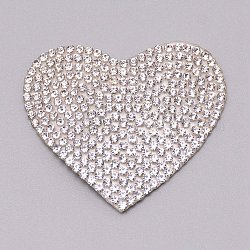 Glitter Hotfix Rhinestone, Iron on Patches, Dress Shoes Garment Decoration, Heart, Crystal, 39x45x1.5mm