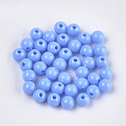 Perle di plastica opache, tondo, blu fiordaliso, 6x5.5mm, Foro: 1.8 mm, circa 4790pcs/500g