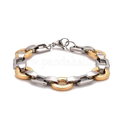 Placage sous vide 304 bracelet chaînes à maillons en acier inoxydable, bracelet bicolore très résistant pour homme femme, or et acier inoxydable Couleur, 8-1/2 pouce (21.5 cm)